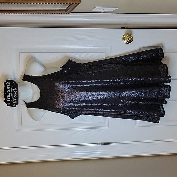 Free People Liquid Shine Dress Medium Black Sequins Sleeveless New - Picture 1 of 6